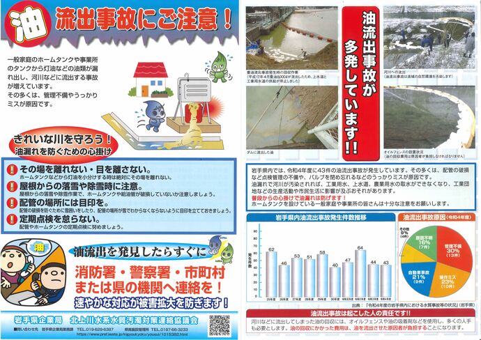 油流出事故にご注意のチラシ