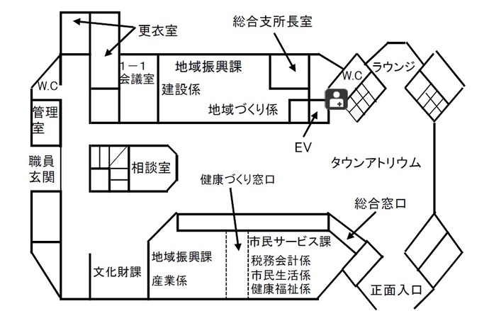 画像：石鳥谷総合支所案内図（1階）