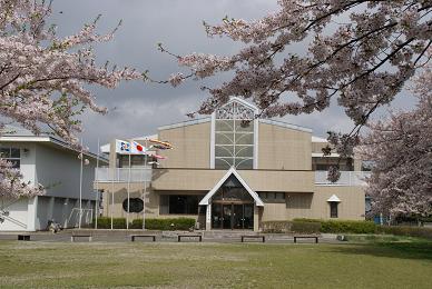 写真：好地振興センター（石鳥谷国際交流センター）前の桜並木