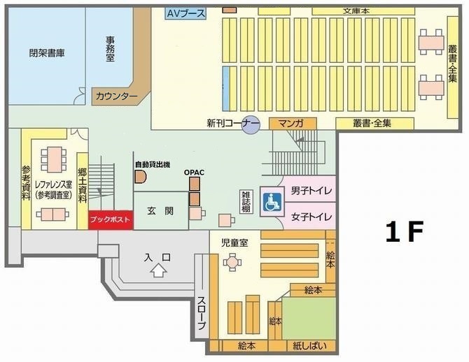 石鳥谷図書館1階案内図