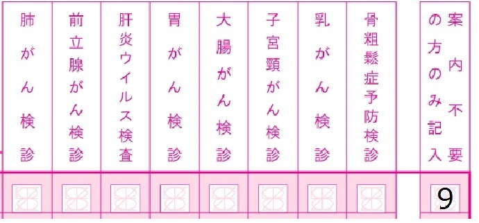 今後一切がん検診の案内(申込書含む)がいらない場合の記入例です