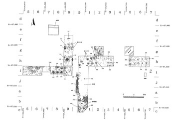 花巻城跡発掘調査の遺構配置図
