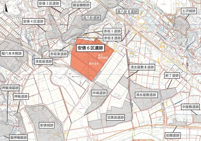 安俵6区遺跡調査区全体図