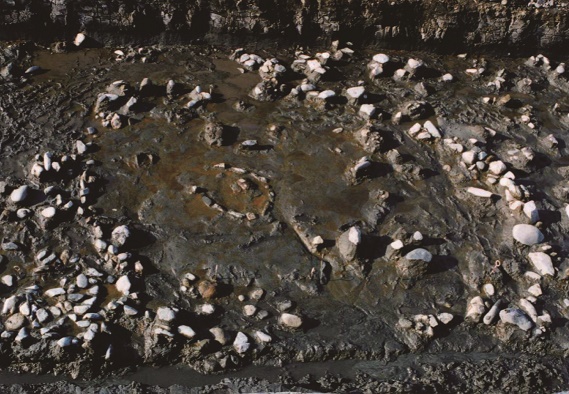 石敷きの張り出しを持つ6号環状配石遺構の画像