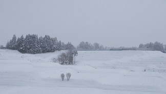 花巻市幸田地内の棚田の雪景色風景