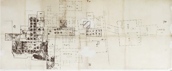 松川家の本丸御殿図と遺構配置図の合成図面