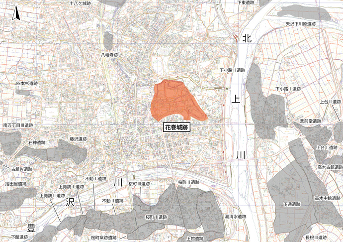 花巻城跡の地図です