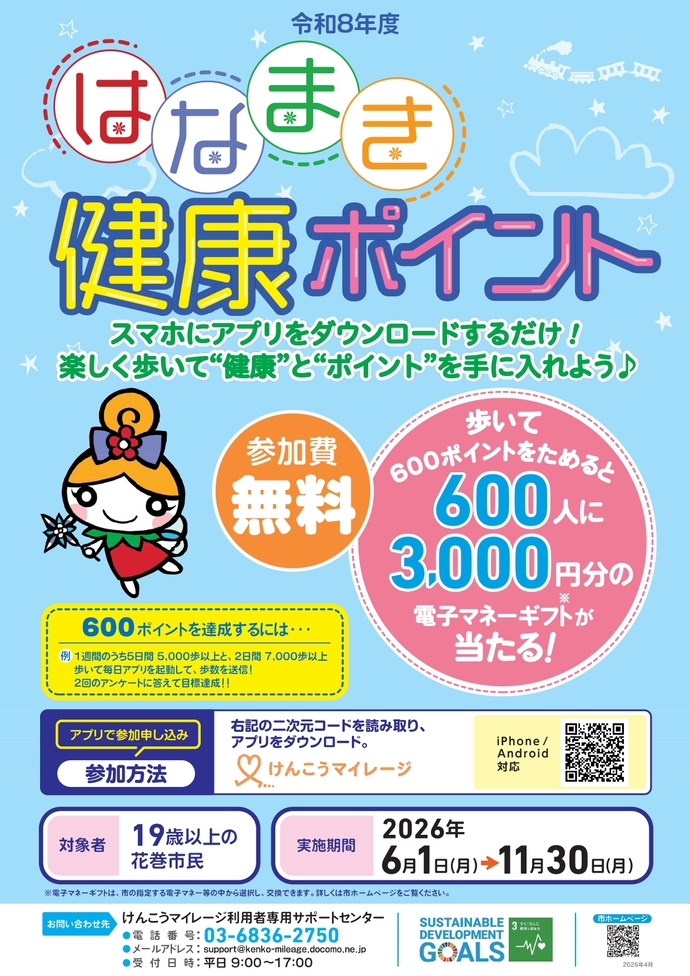 はなまき健康ポイントのチラシ