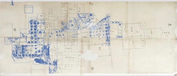 松川家本丸御殿図と遺構配置図との合成