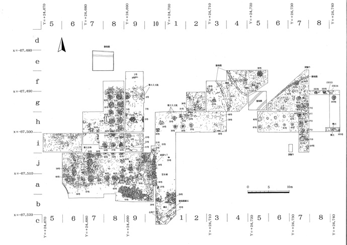 花巻城本丸跡の遺構配置図面