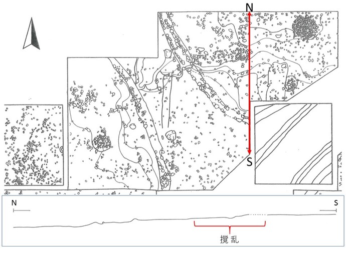 西側調査区で確認した地形傾斜図