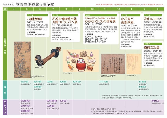 令和5年度花巻市博物館年間行事予定