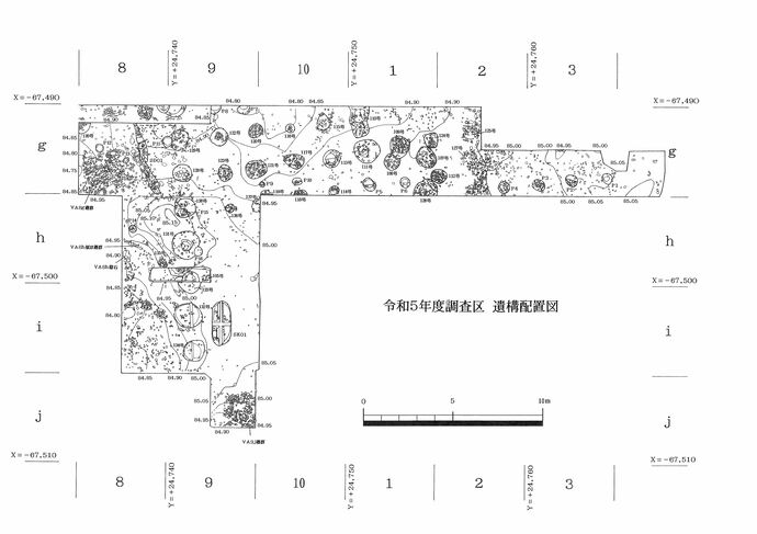 令和5年度の本丸御殿発掘調査で検出した遺構の分布図