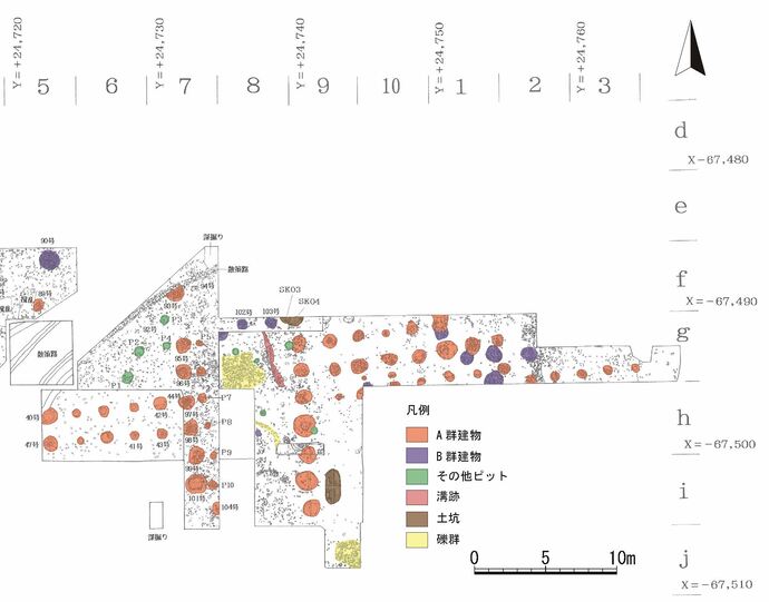 本丸御殿の遺構を種類ごとに分類した図