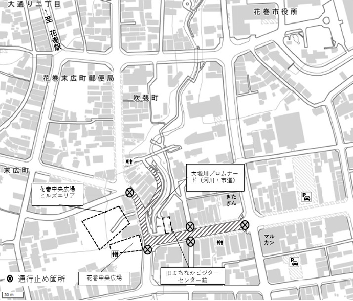 花巻中央広場周辺地図
