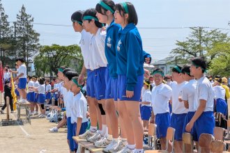 緑組の応援の様子