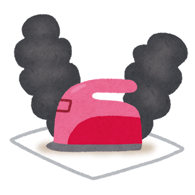 アイロンで焦げる布のイラスト