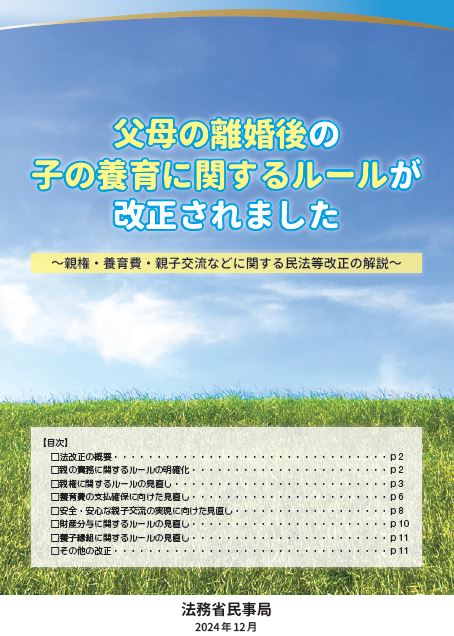 父母の離婚後等の子の養育に関するルール改正についてのチラシ