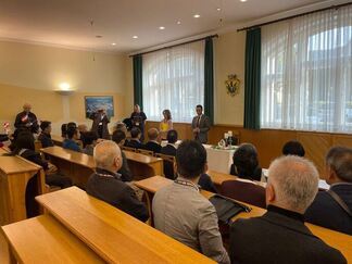 写真：市庁舎での歓迎式の様子