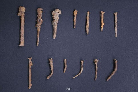 御台所前御門跡周辺で出土した和釘の写真